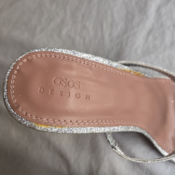 ASOS Design Nasia Silver Glitter Heels - chunky 90s y2k - Picture 3 of 10